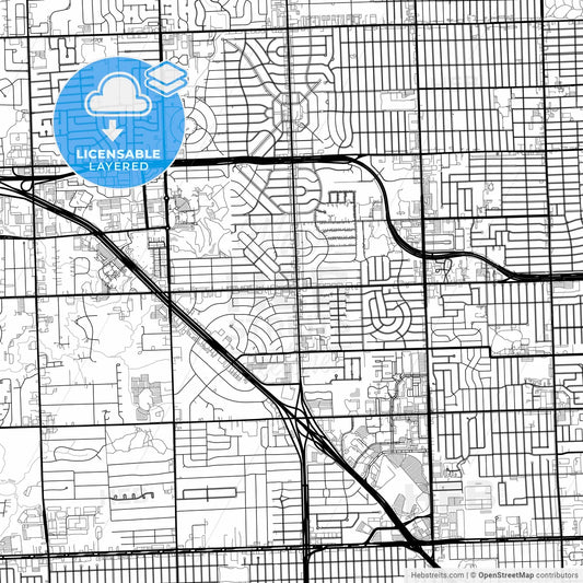 Layered PDF map of Southfield, Michigan, United States