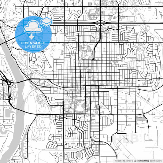 Layered PDF map of Bismarck, North Dakota, United States