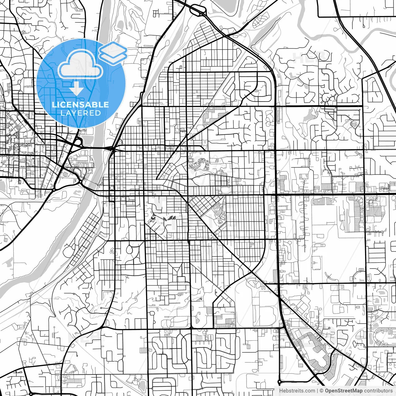 Layered PDF map of Lafayette, Indiana, United States