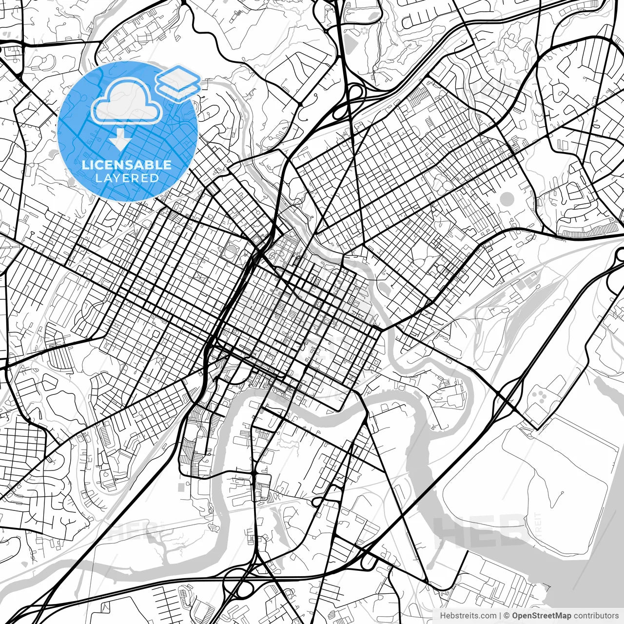 Layered PDF map of Wilmington, Delaware, United States