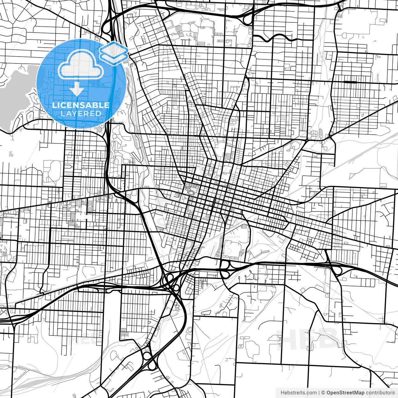 Layered PDF map of Canton, Ohio, United States