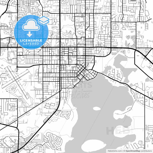 Layered PDF map of Kissimmee, Florida, United States