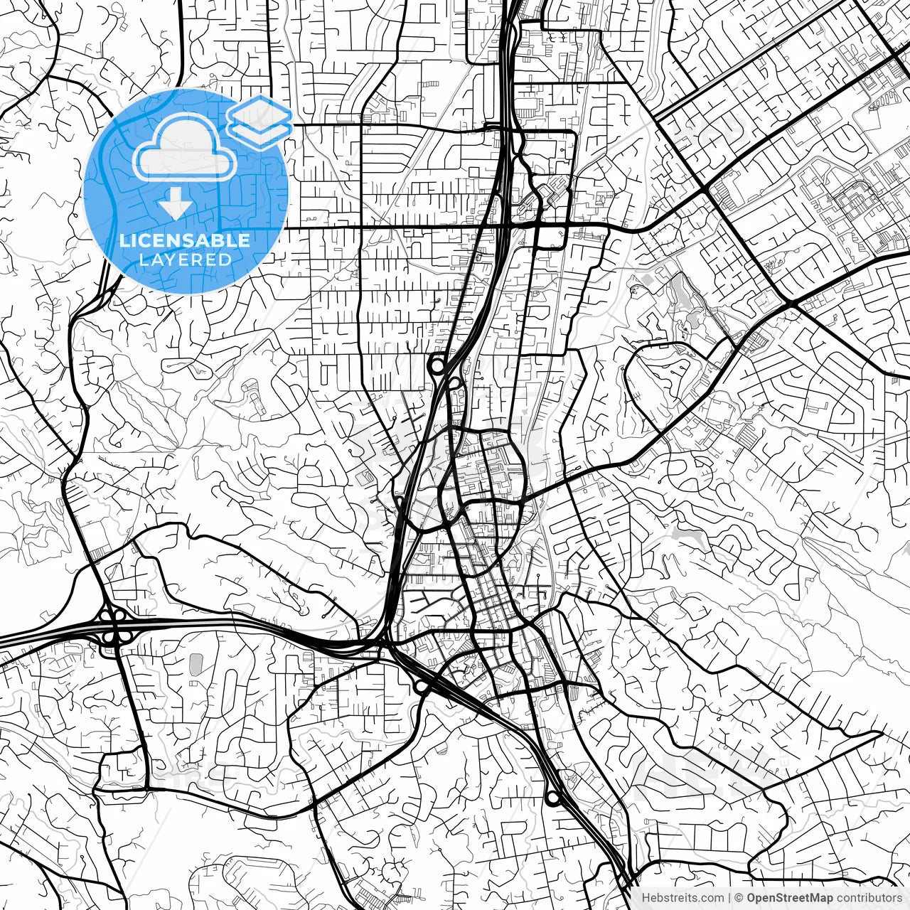 Layered PDF map of Walnut Creek, California, United States