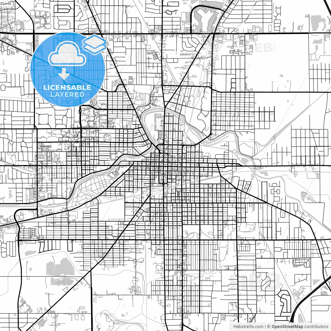 Layered PDF map of Muncie, Indiana, United States