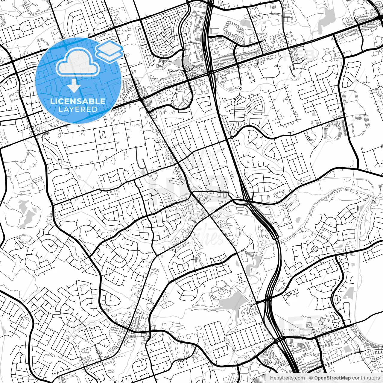 Layered PDF map of Cedar Park, Texas, United States