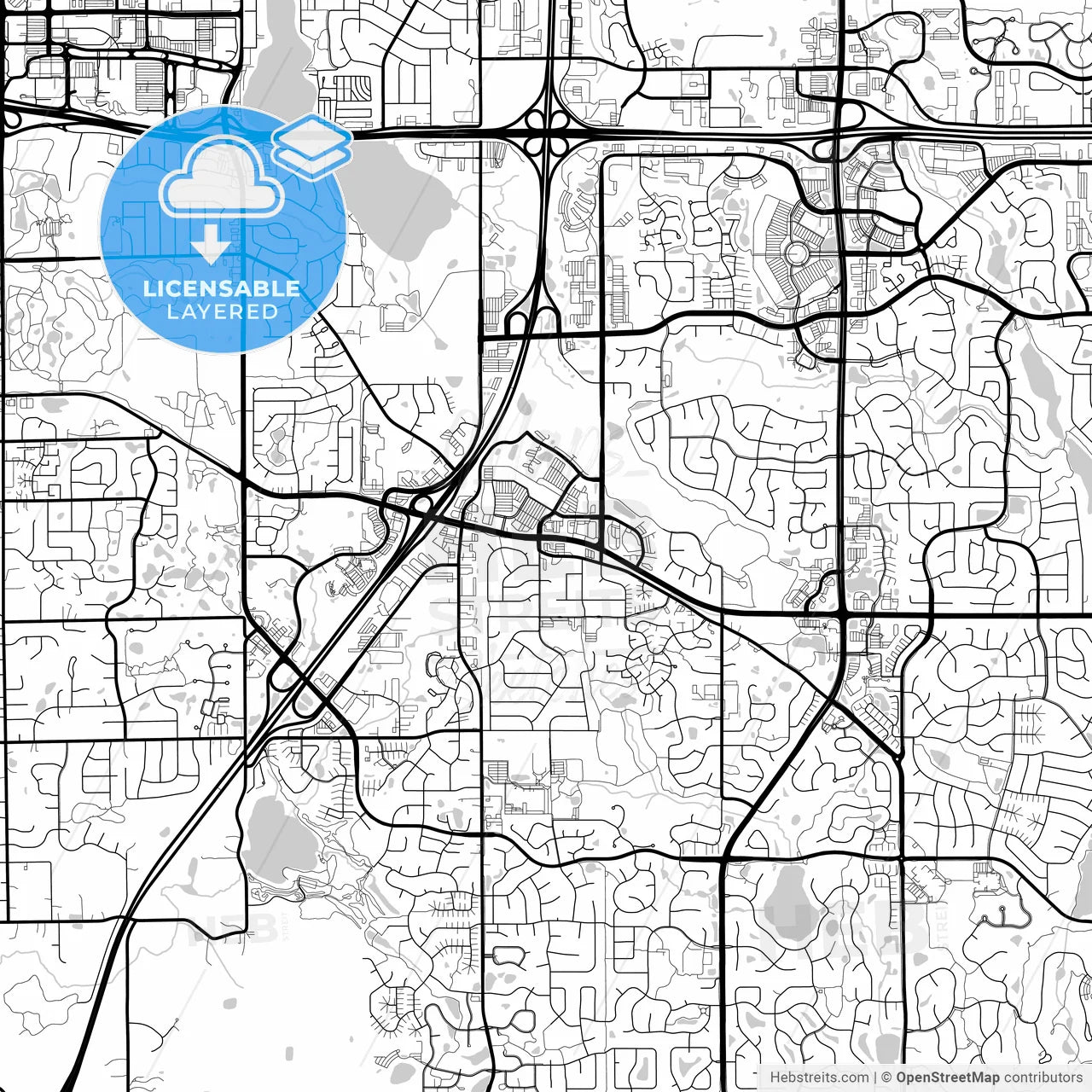 Layered PDF map of Woodbury, Minnesota, United States