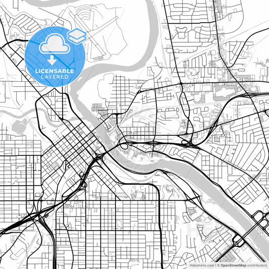 Layered PDF map of Bossier City, Louisiana, United States