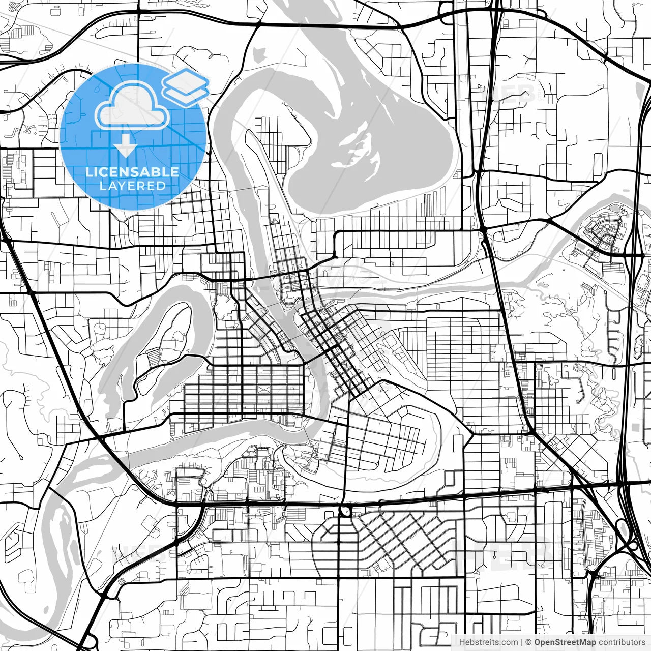Layered PDF map of Eau Claire, Wisconsin, United States