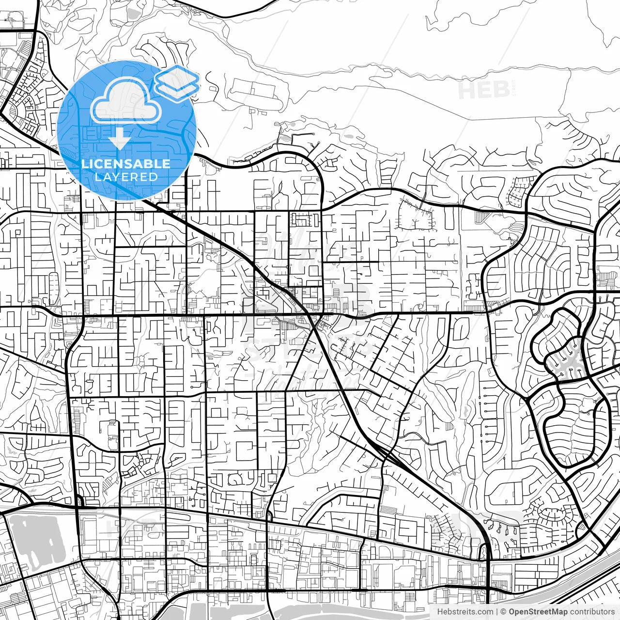 Layered PDF map of Yorba Linda, California, United States
