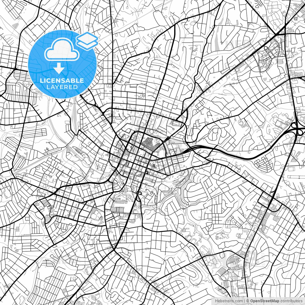 Layered PDF map of Greenville, South Carolina, United States