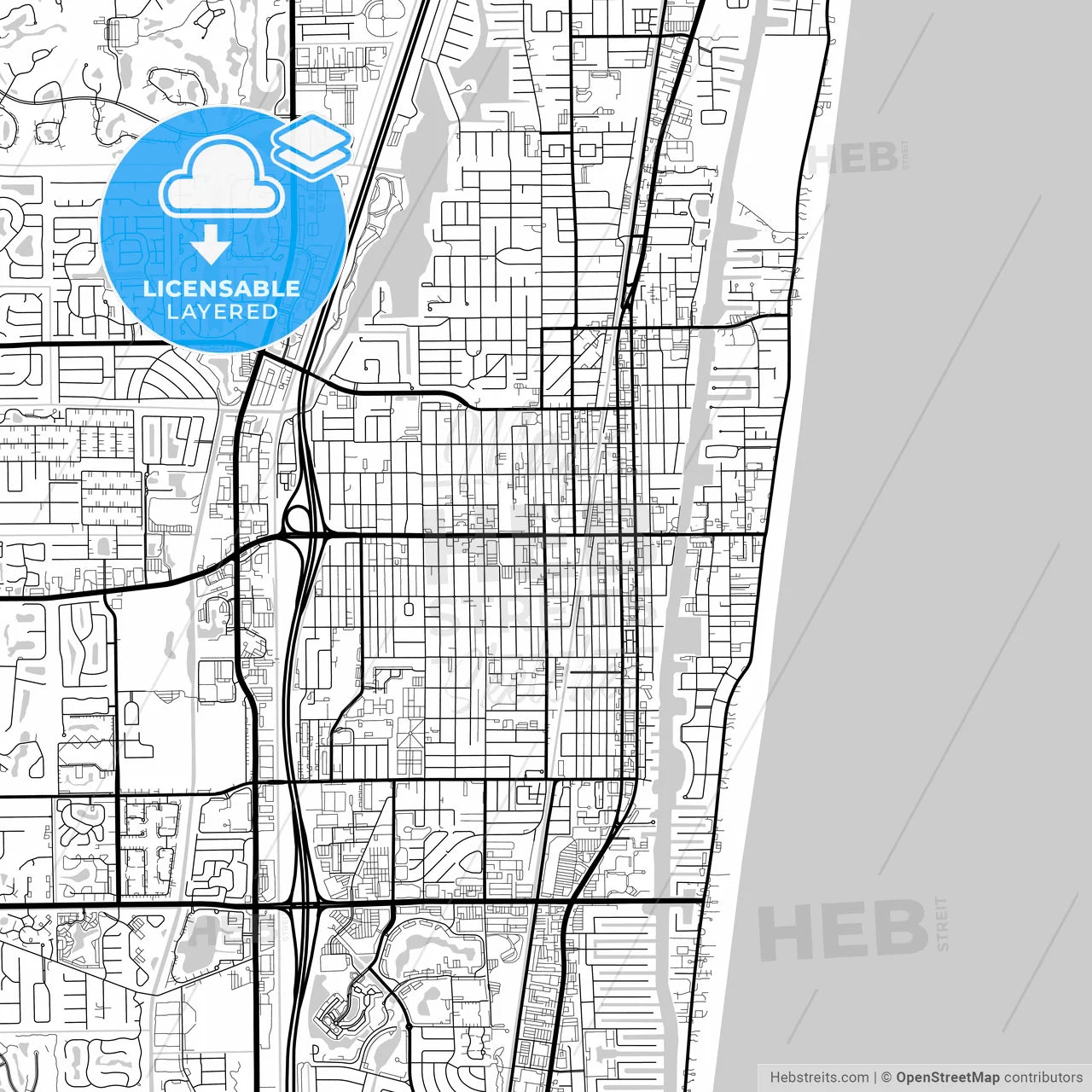 Layered PDF map of Delray Beach, Florida, United States