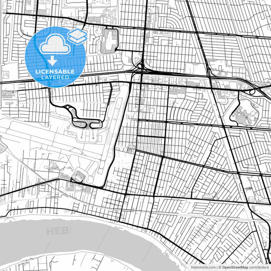 Layered PDF map of Kenner, Louisiana, United States