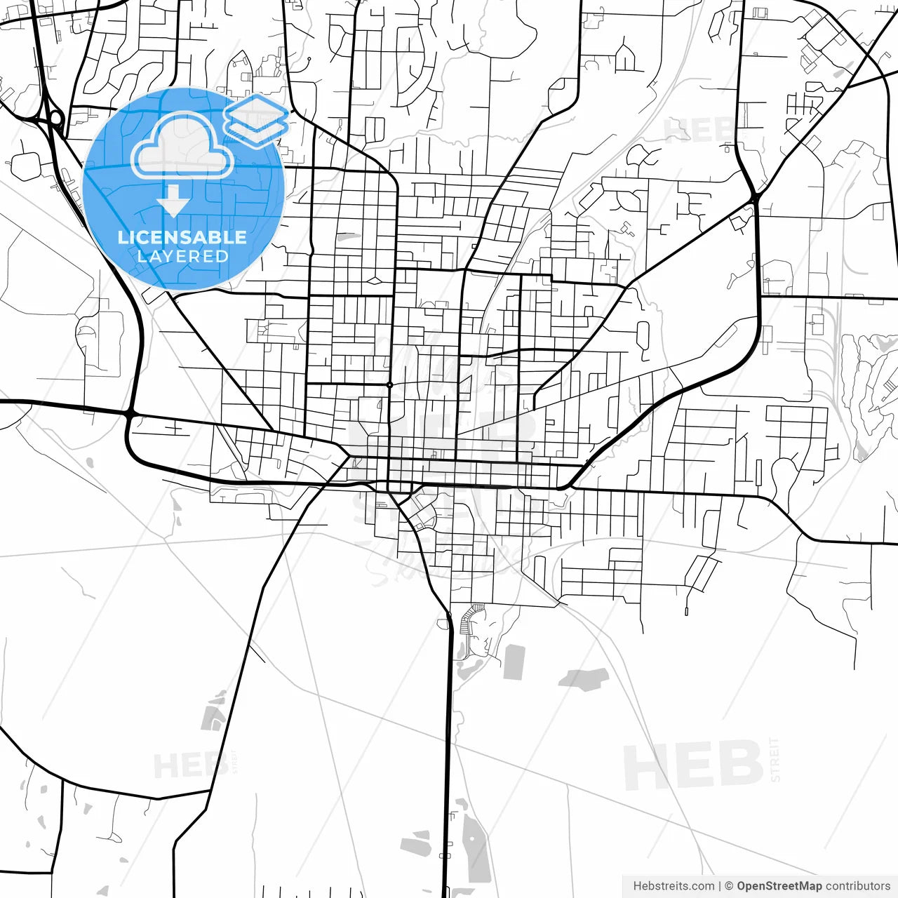 Layered PDF map of Jackson, Tennessee, United States
