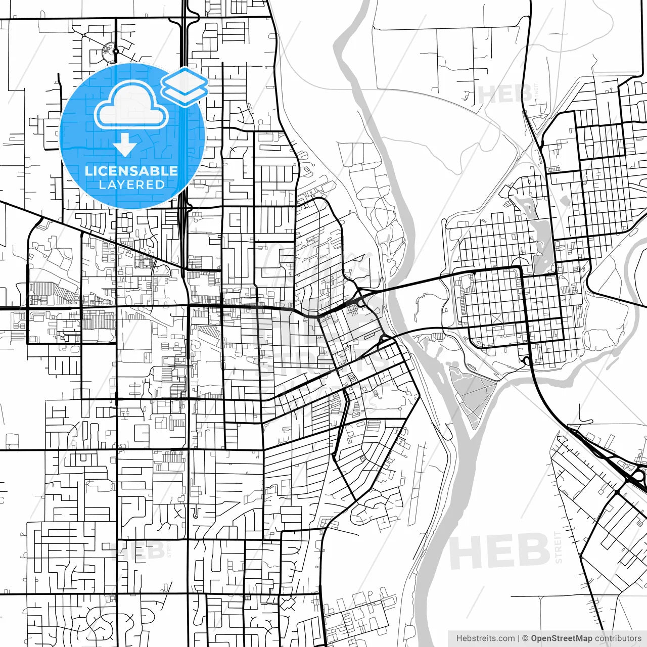 Layered PDF map of Yuba City, California, United States
