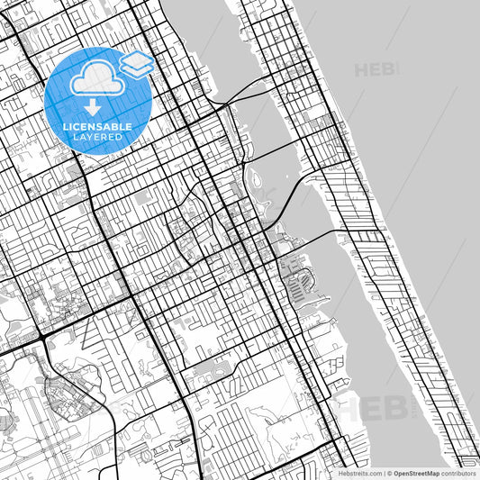 Layered PDF map of Daytona Beach, Florida, United States