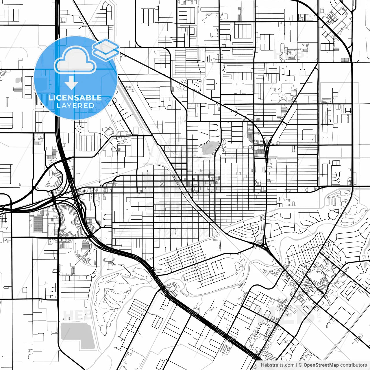 Layered PDF map of Harlingen, Texas, United States