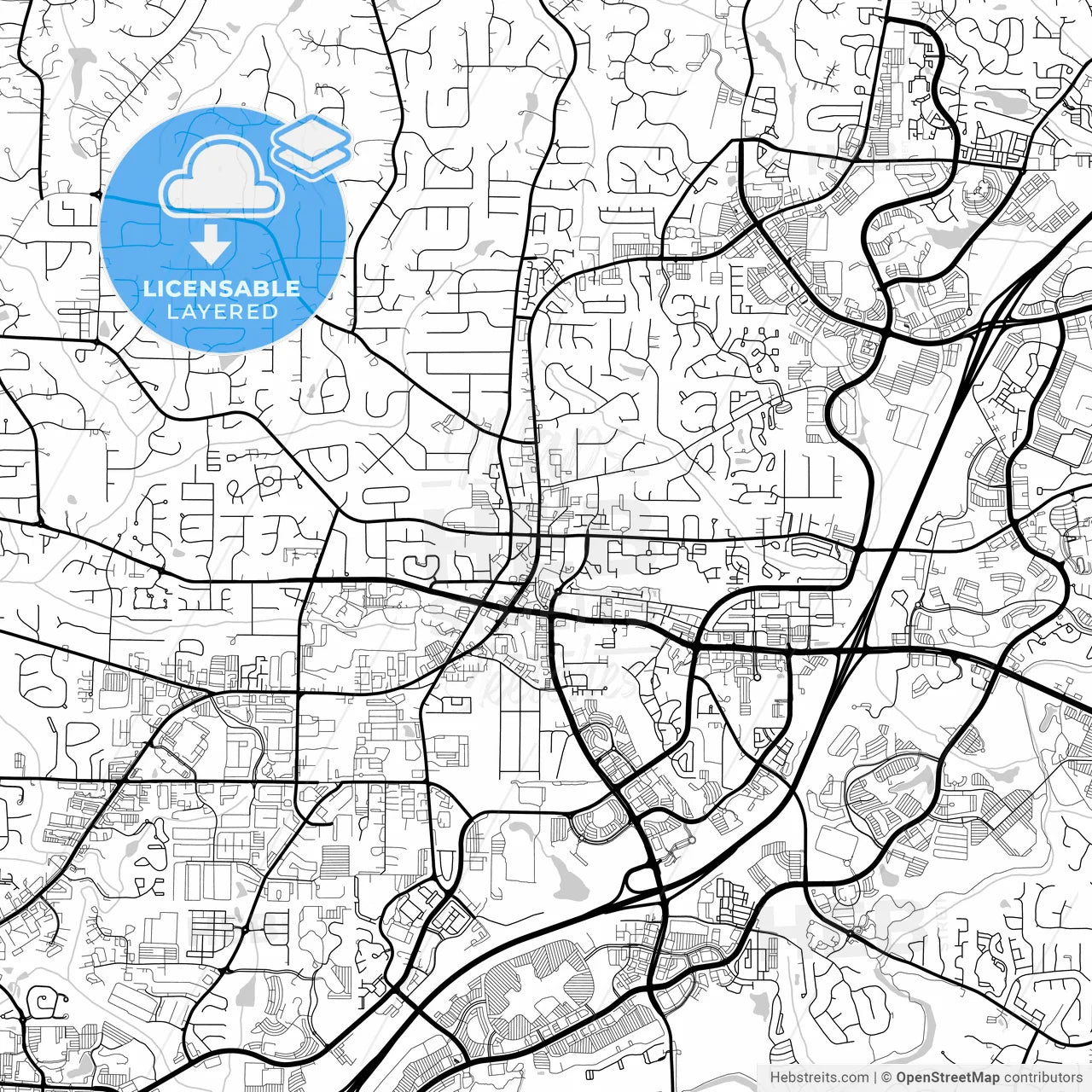 Layered PDF map of Alpharetta, Georgia, United States
