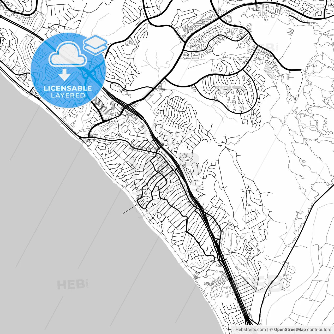 Layered PDF map of San Clemente, California, United States