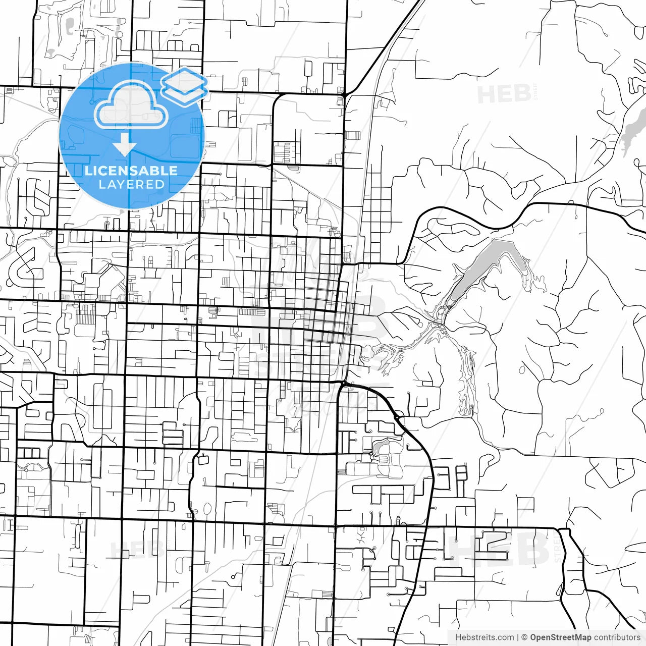 Layered PDF map of Rogers, Arkansas, United States