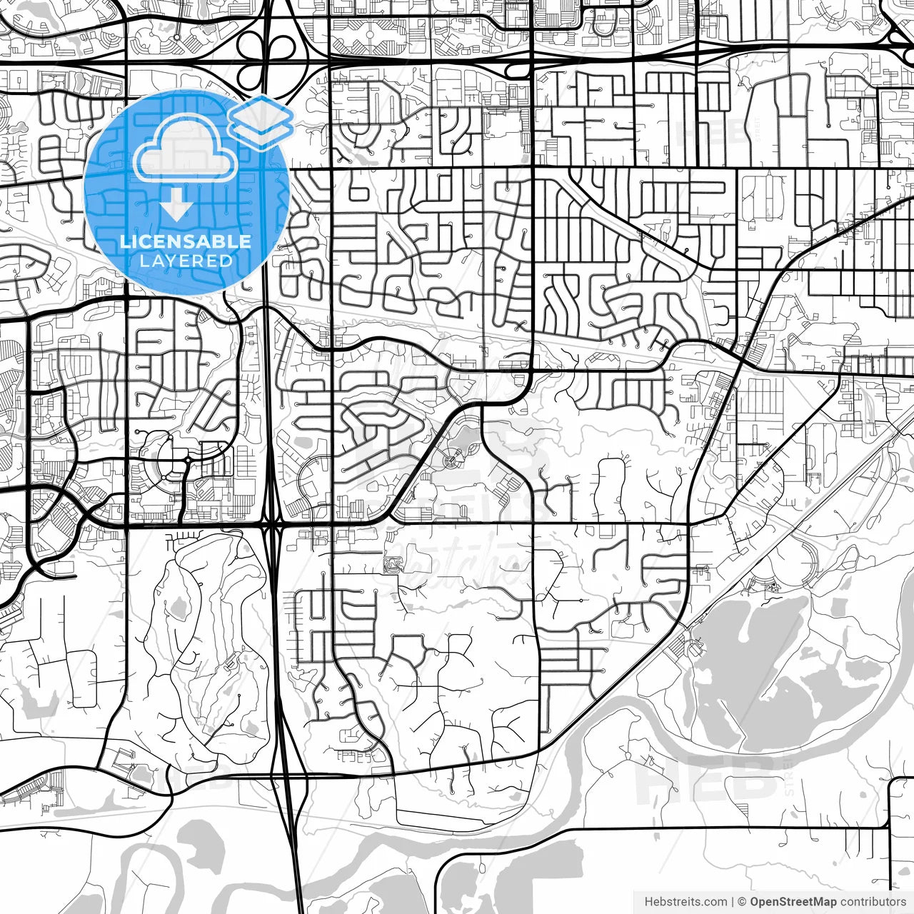 Layered PDF map of West Des Moines, Iowa, United States