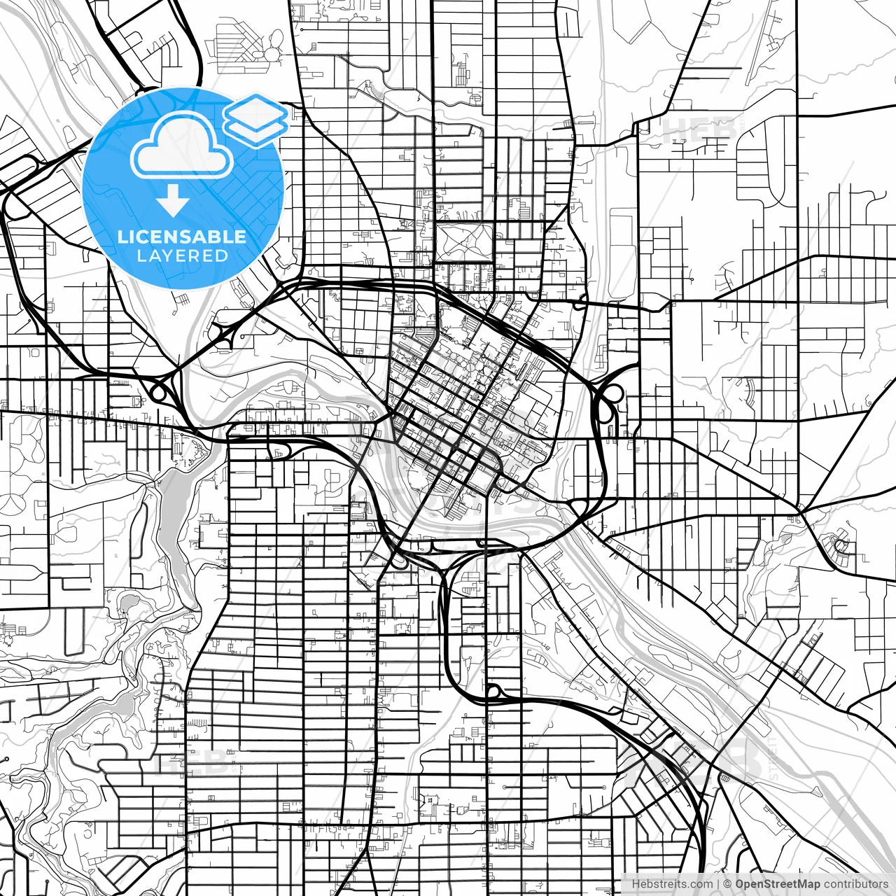 Layered PDF map of Youngstown, Ohio, United States