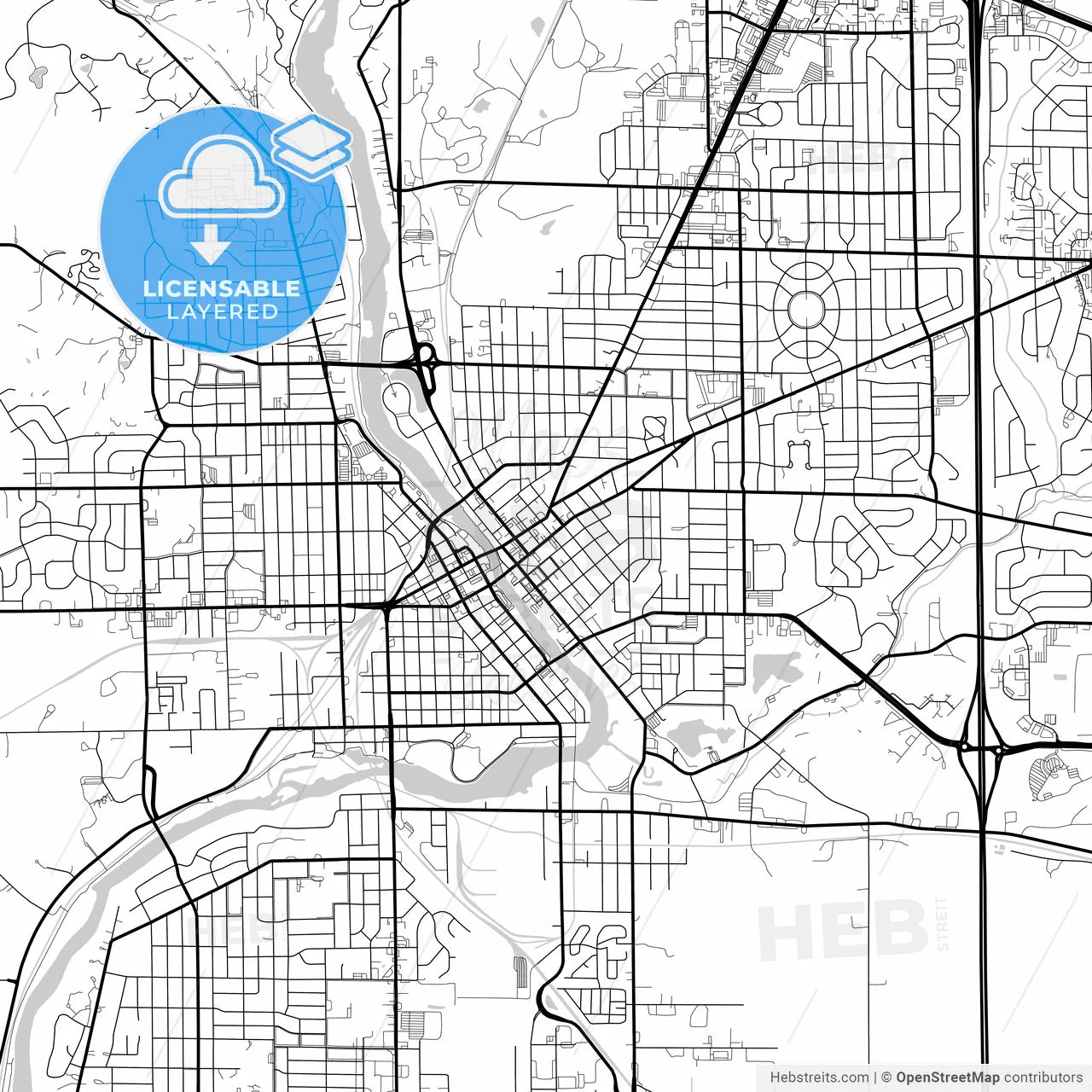 Layered PDF map of Janesville, Wisconsin, United States