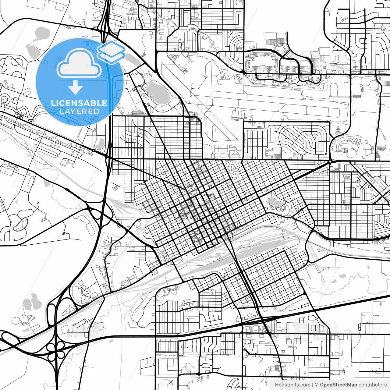 Layered PDF map of Cheyenne, Wyoming, United States