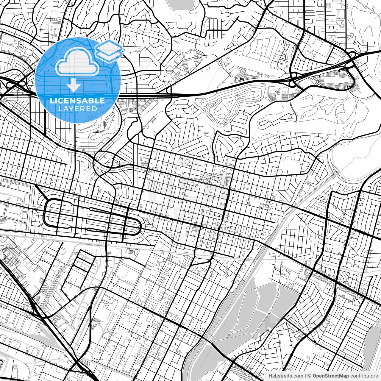 Layered PDF map of Montebello, California, United States