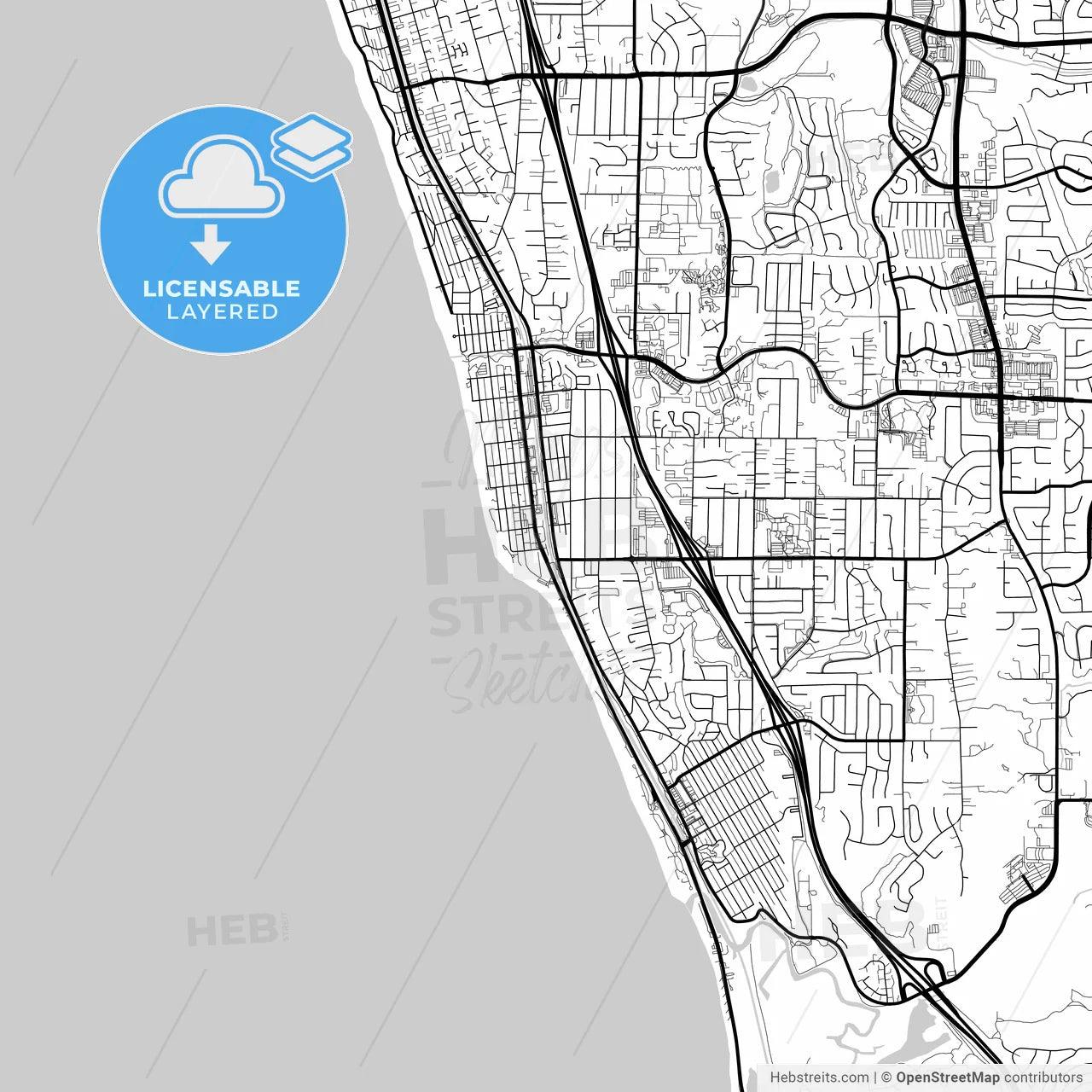 Layered PDF map of Encinitas, California, United States