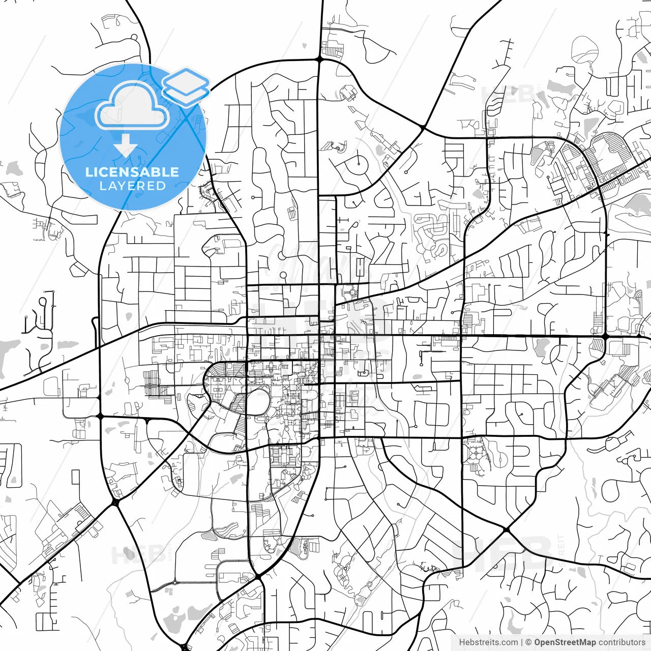 Layered PDF map of Auburn, Alabama, United States