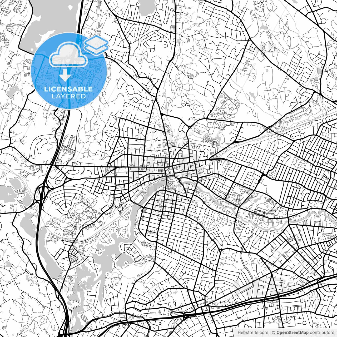 Layered PDF map of Waltham, Massachusetts, United States