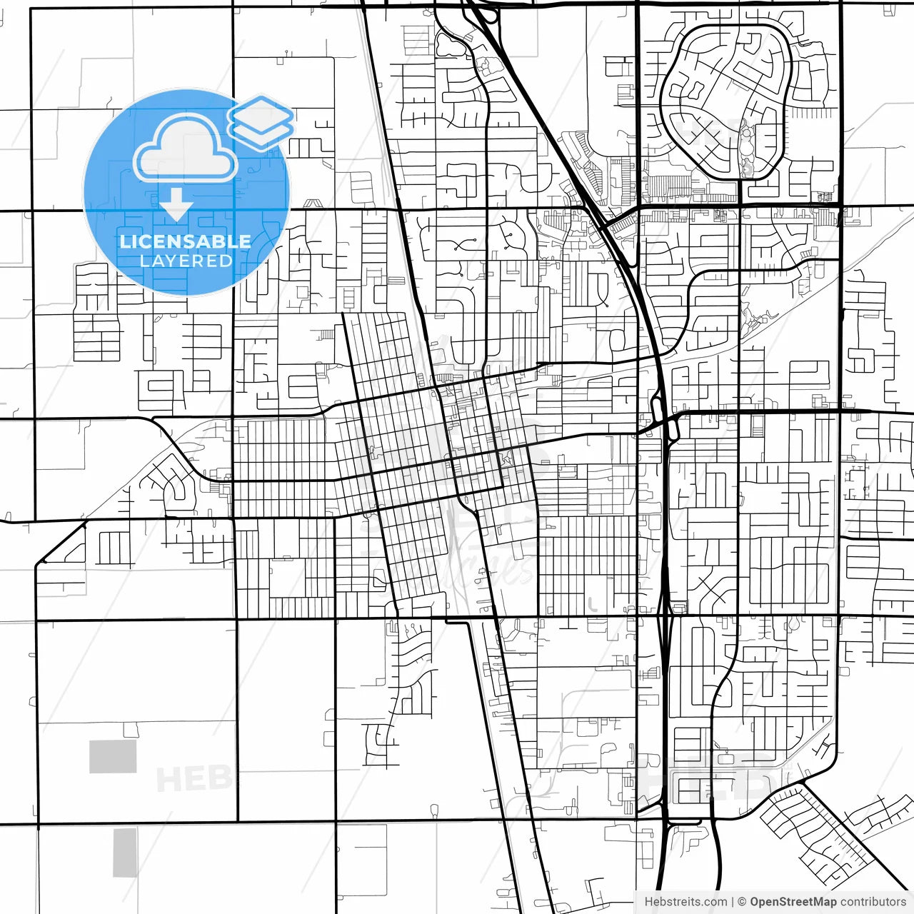 Layered PDF map of Tulare, California, United States