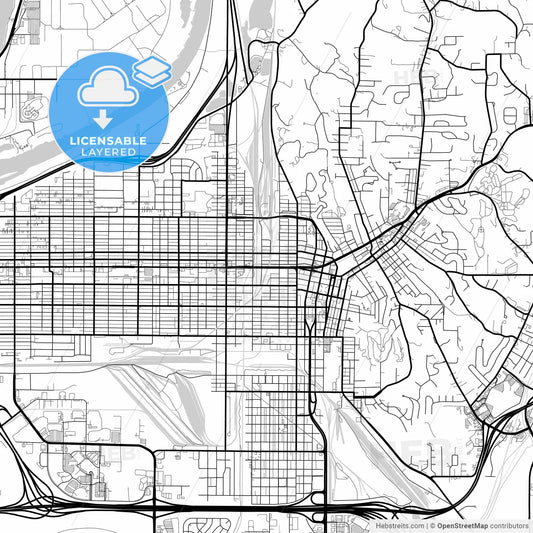Layered PDF map of Council Bluffs, Iowa, United States