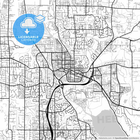 Layered PDF map of Redmond, Washington, United States