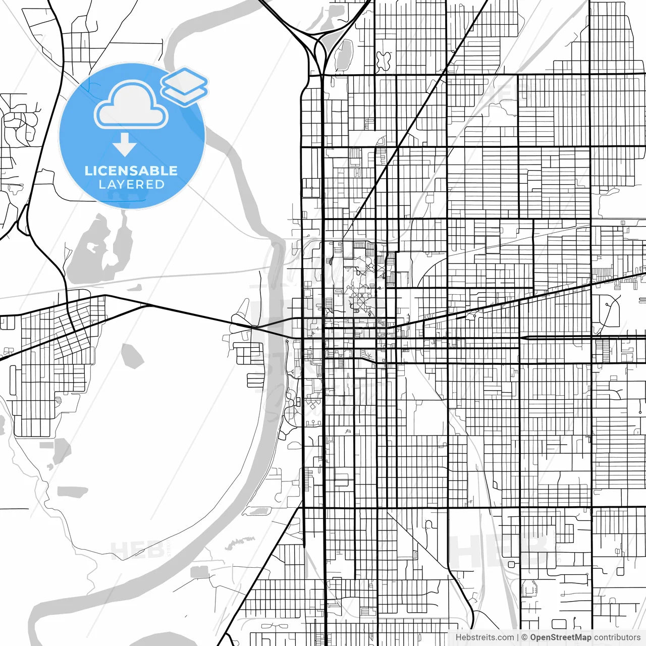 Layered PDF map of Terre Haute, Indiana, United States
