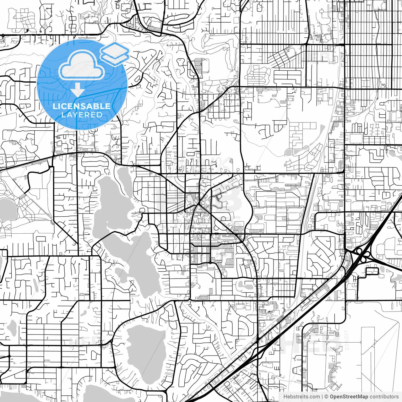 Layered PDF map of Lakewood, Washington, United States