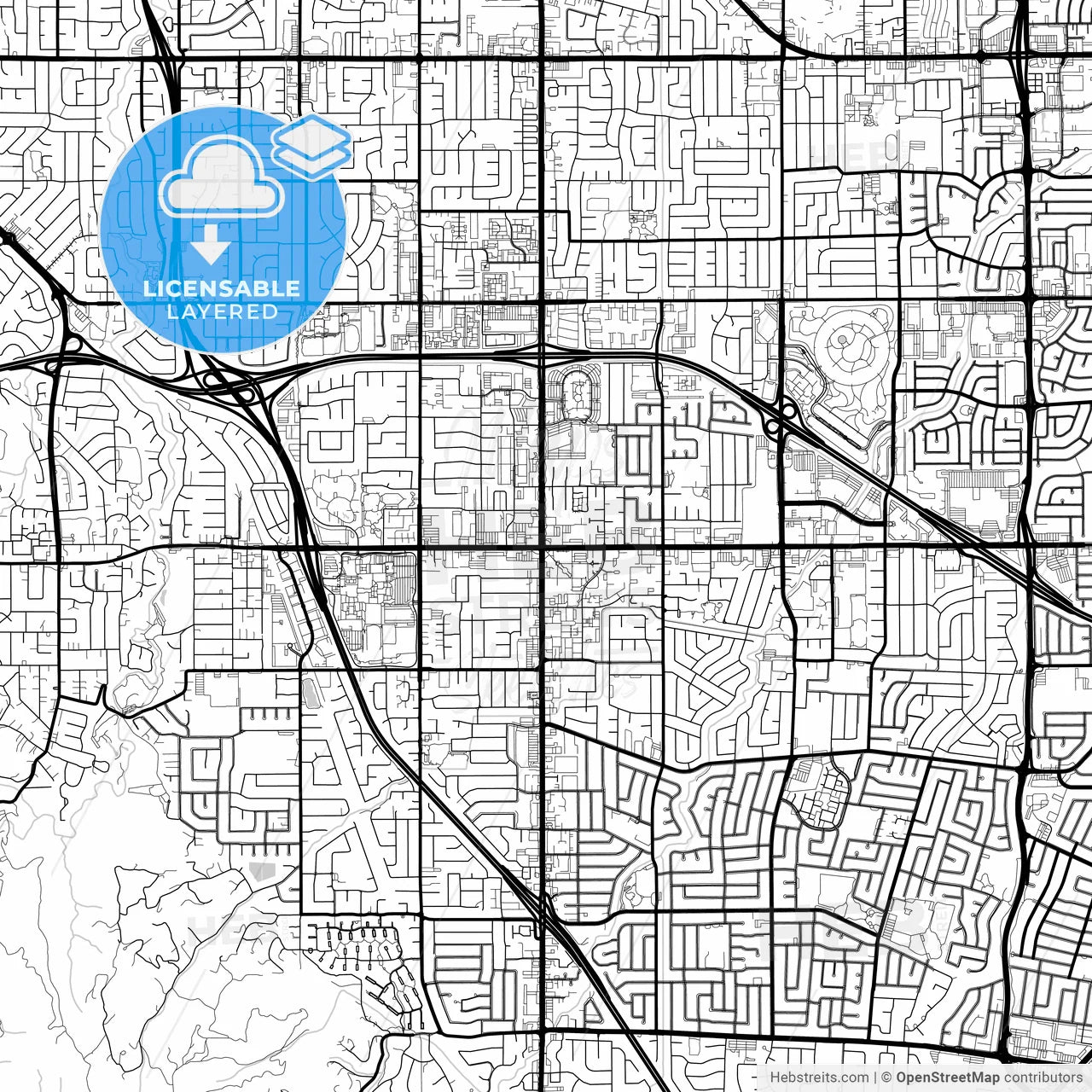 Layered PDF map of Cupertino, California, United States