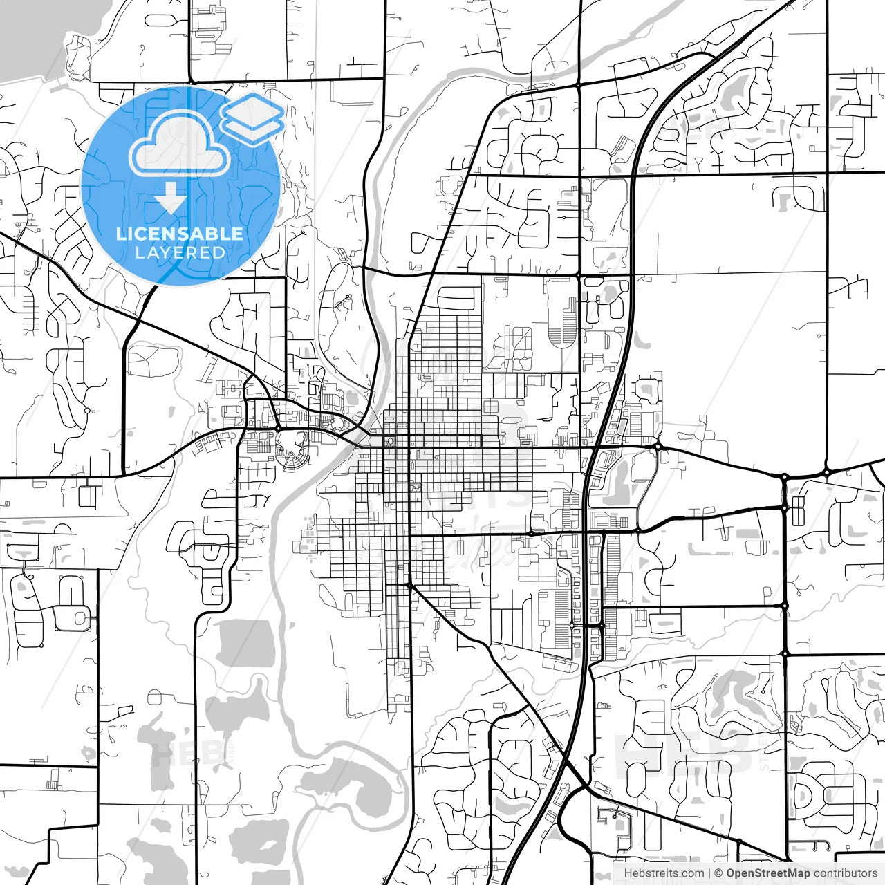 Layered PDF map of Noblesville, Indiana, United States