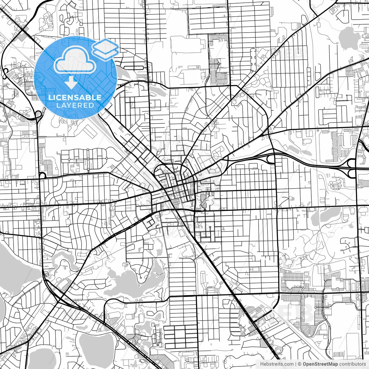 Layered PDF map of Pontiac, Michigan, United States