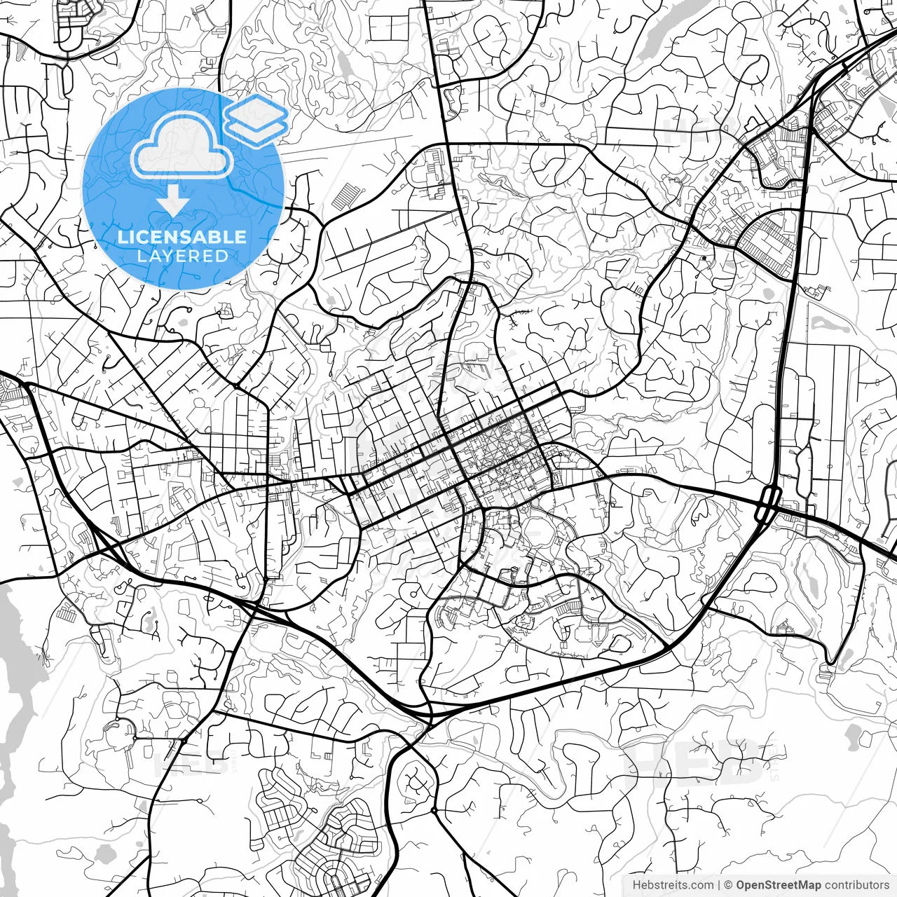 Layered PDF map of Chapel Hill, North Carolina, United States