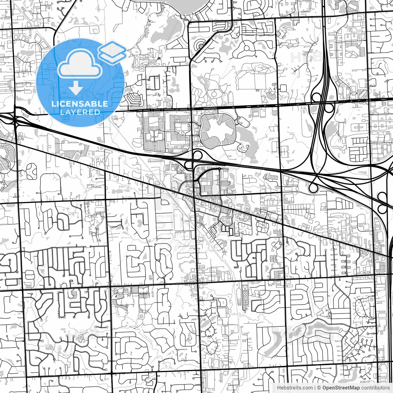 Layered PDF map of Novi, Michigan, United States