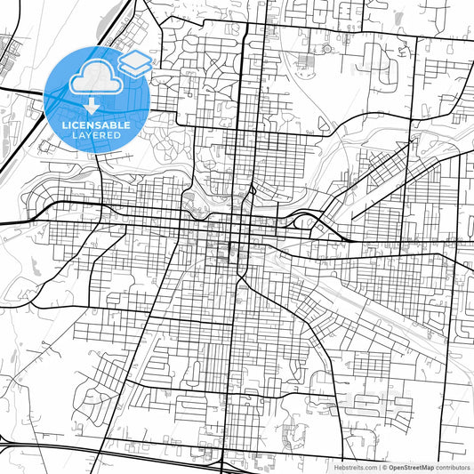Layered PDF map of Springfield, Ohio, United States