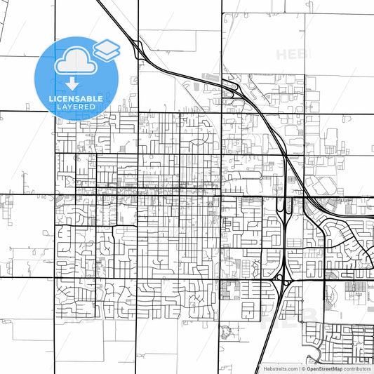 Layered PDF map of Woodland, California, United States