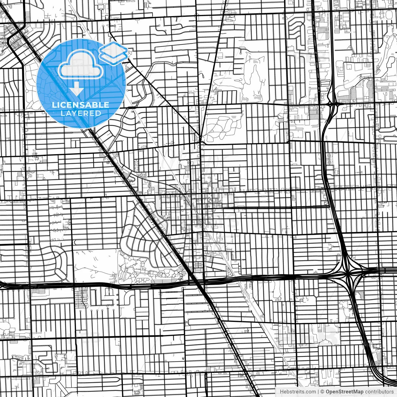 Layered PDF map of Royal Oak, Michigan, United States