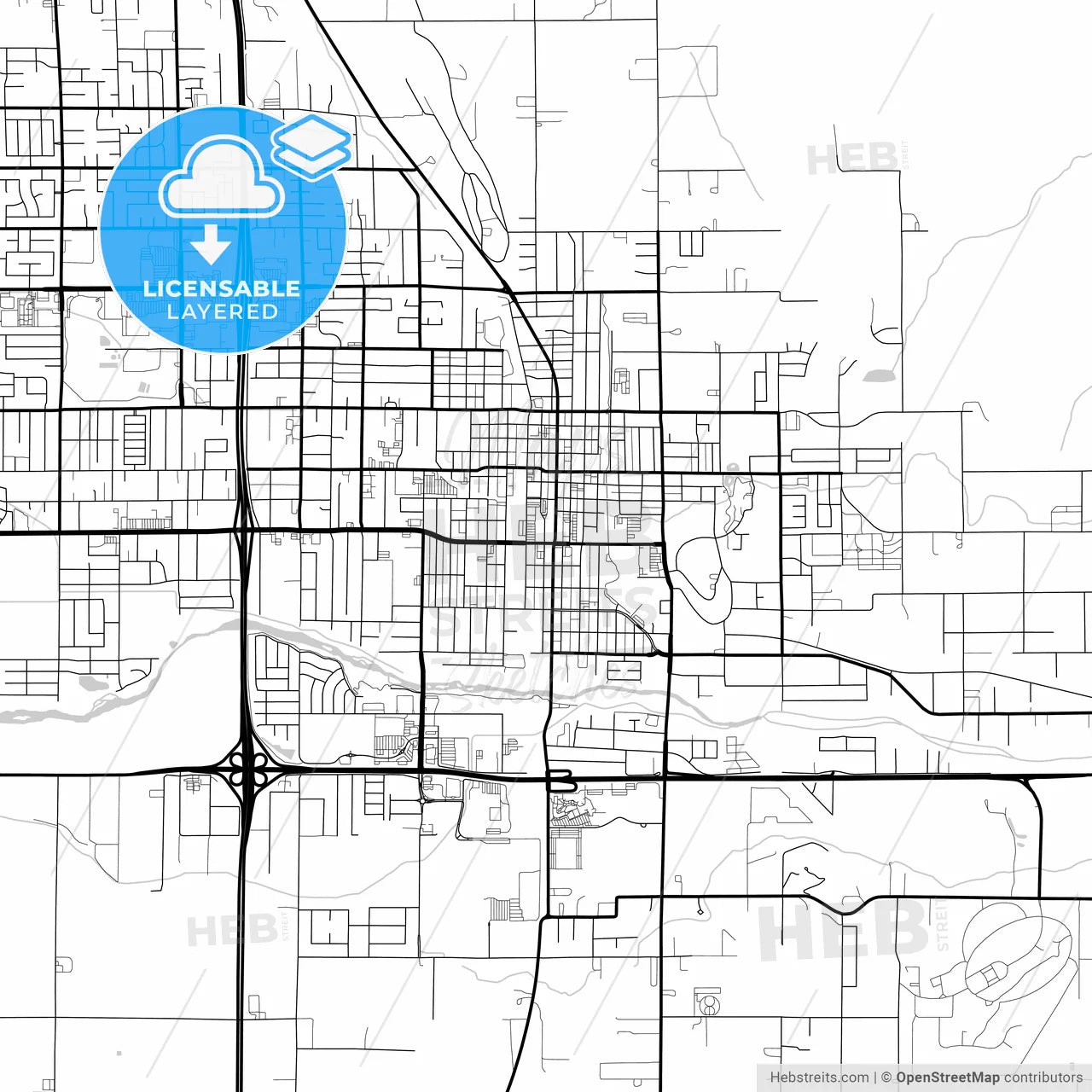 Layered PDF map of Porterville, California, United States