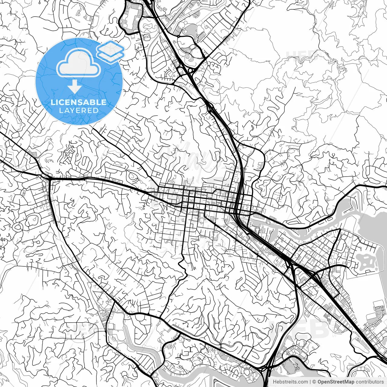 Layered PDF map of San Rafael, California, United States