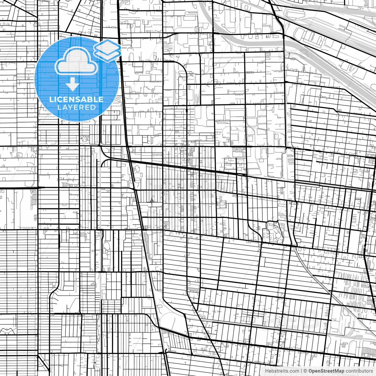 Layered PDF map of Huntington Park, California, United States