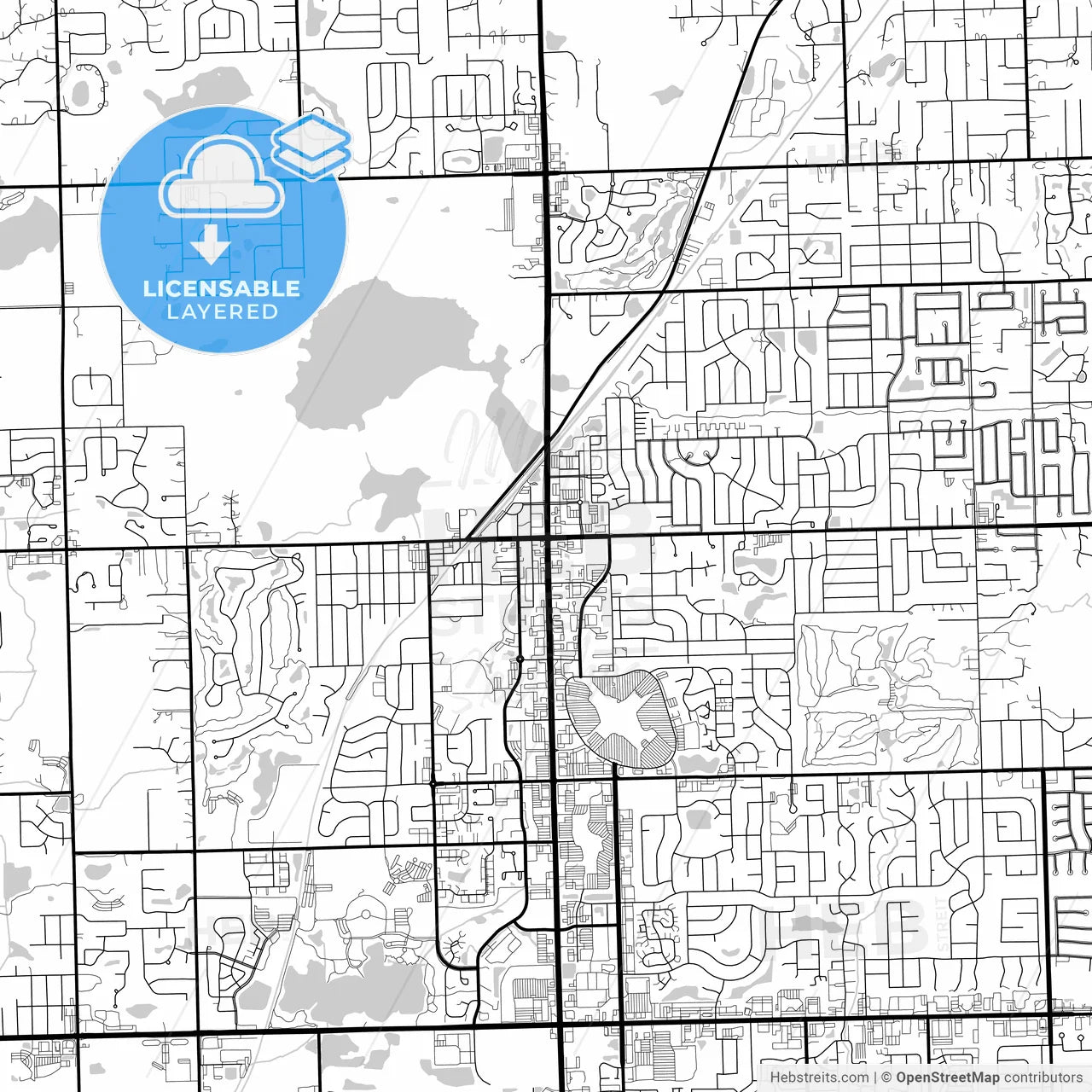 Layered PDF map of Orland Park, Illinois, United States