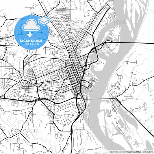 Layered PDF map of Dubuque, Iowa, United States