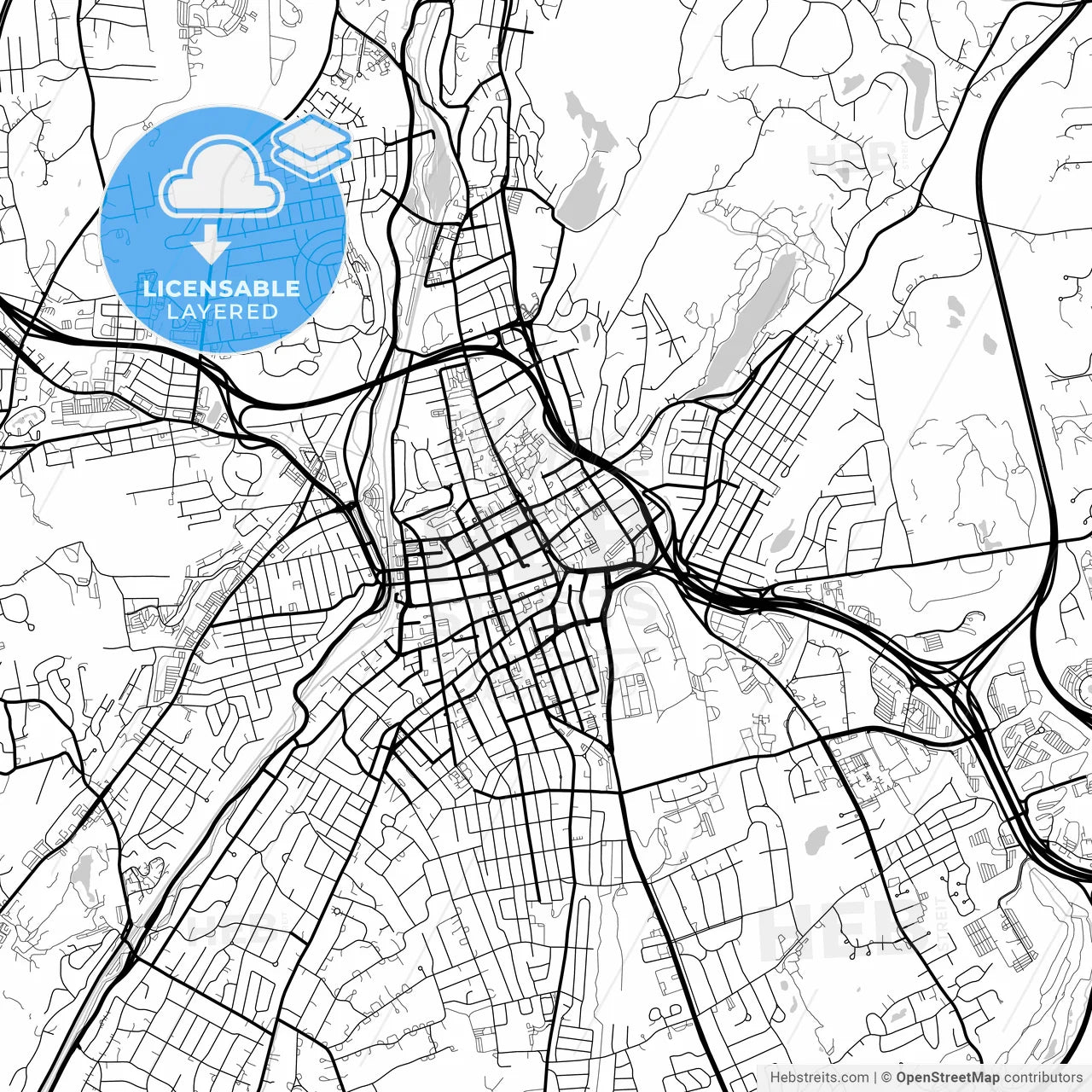 Layered PDF map of White Plains, New York, United States